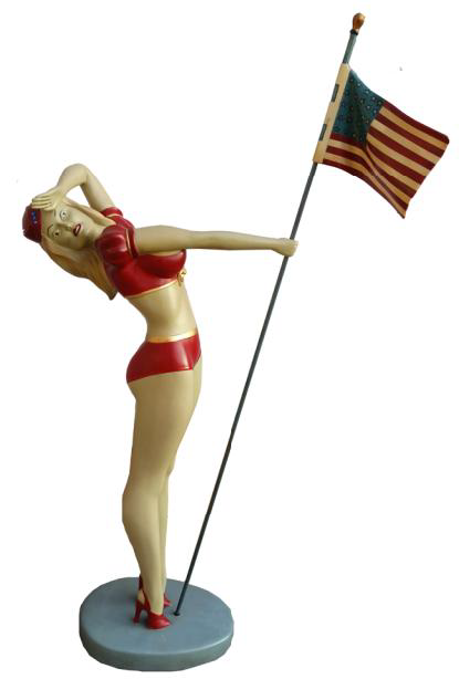 Film Dame mit USA Flagge (110cm)