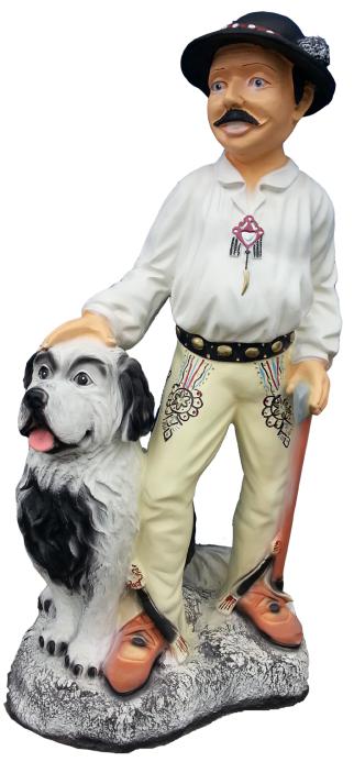 Mann Figur mit Hund 100cm ca.