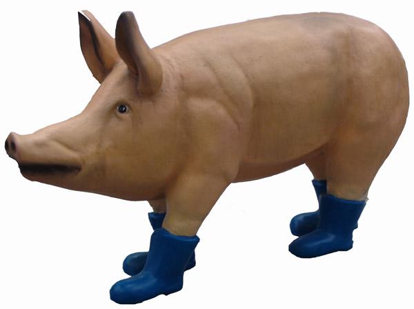 Schwein mit Stiefel 60 x 100cm ca.